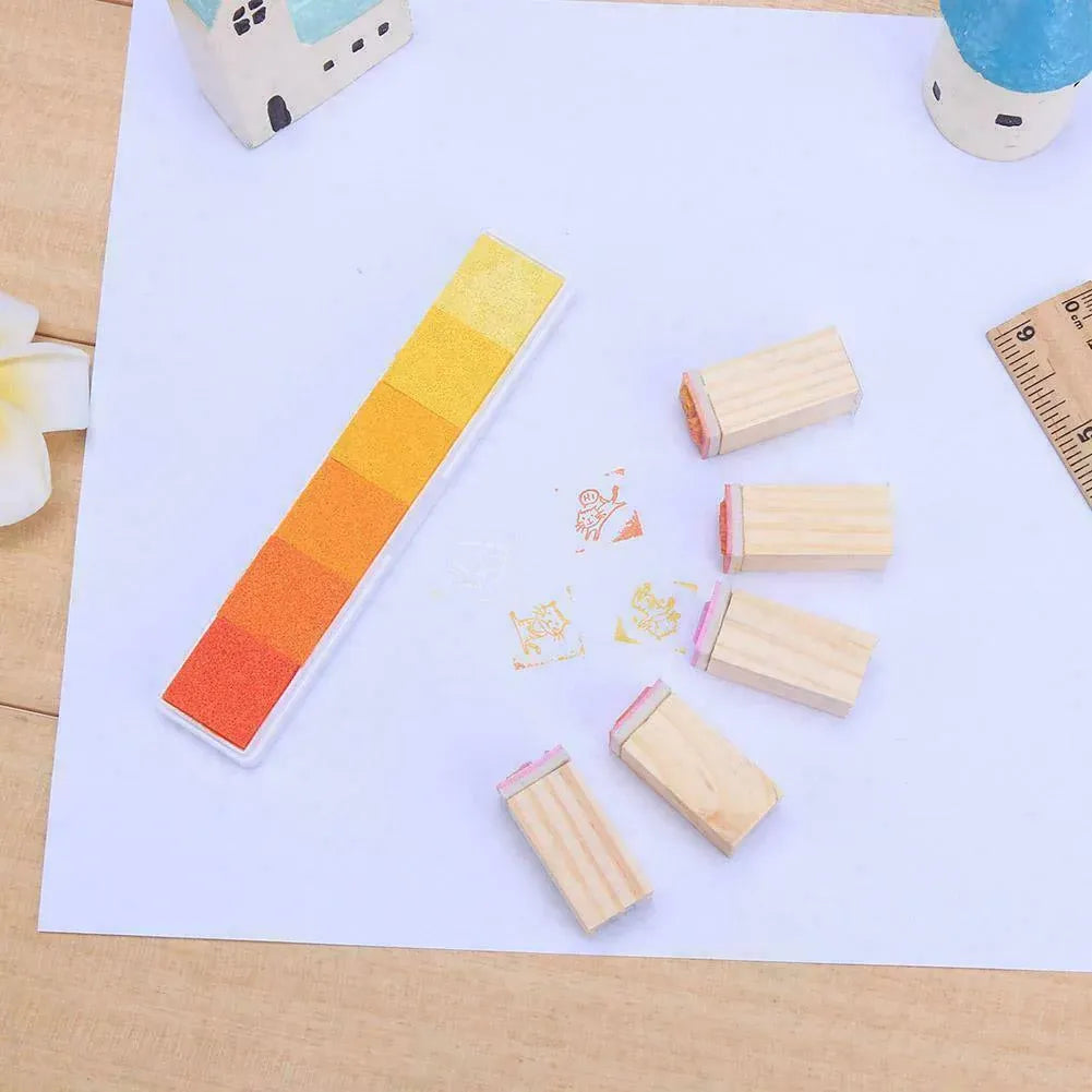 Gradient Color Ink Pad Inkpad Rubber Stamp Water Based Diy Finger Print 10 Colours - C4