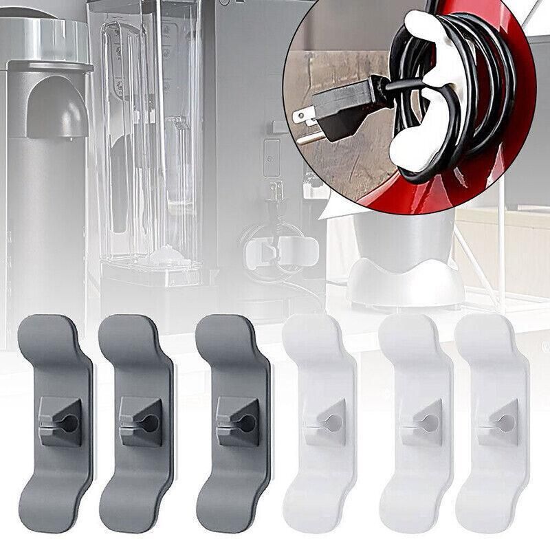 Cord Organizer Wrap Holder 4pcs Kitchen Appliance Cable Winder Adhesive Clip - 2PCS White+2PCS Black