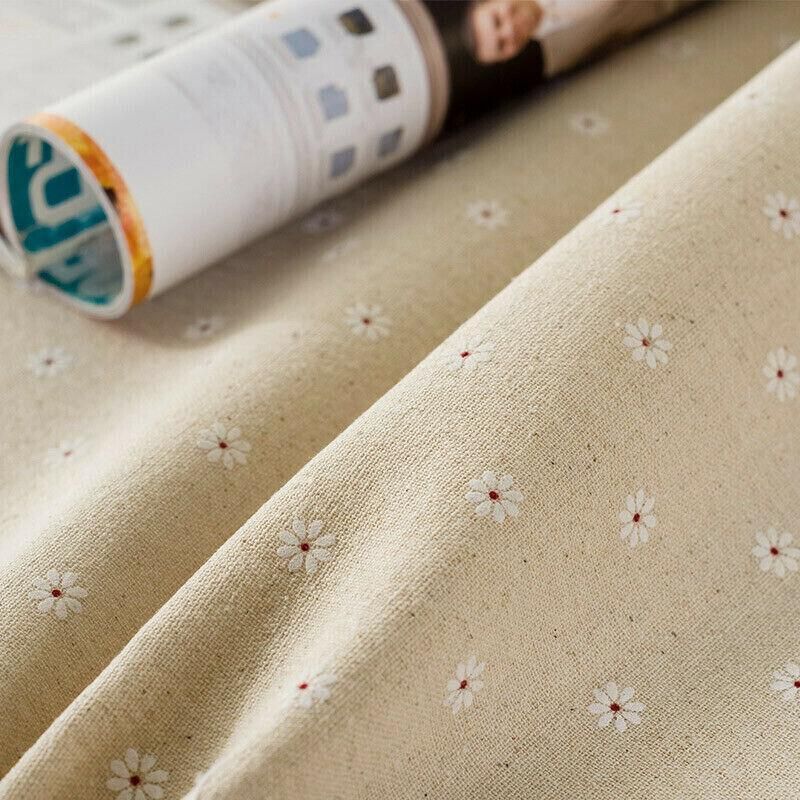 Floral Tablecloth with Lace Edge Cotton Linen Cover for Dining Table Square Rectangle - 140*200CM