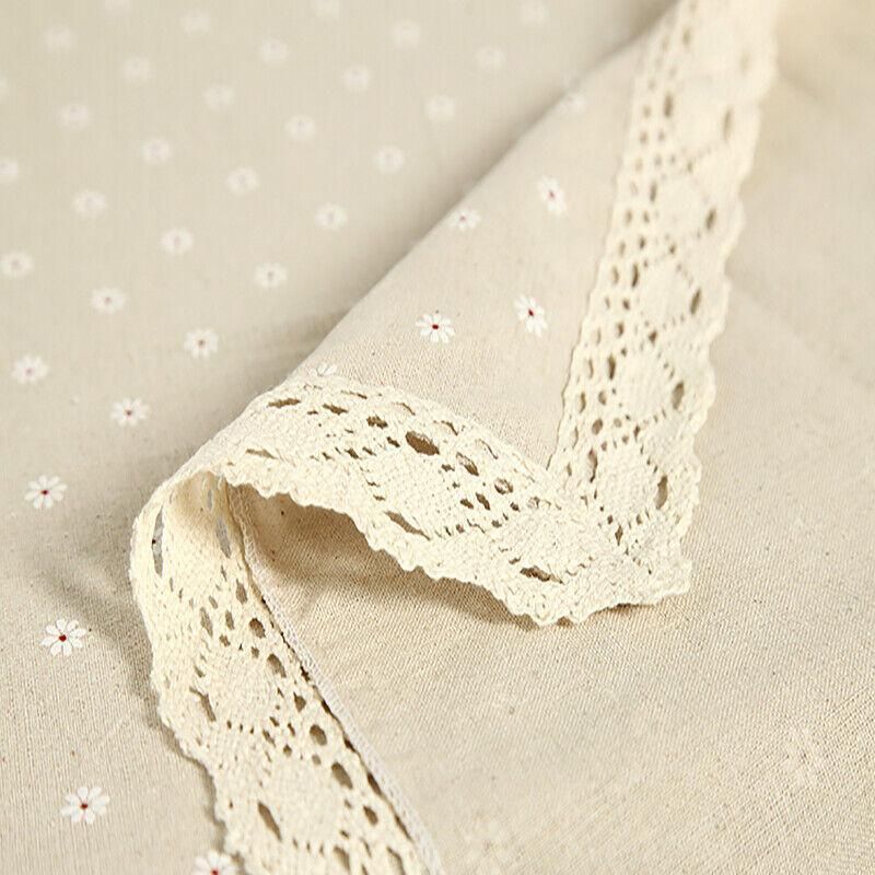 Floral Tablecloth with Lace Edge Cotton Linen Cover for Dining Table Square Rectangle - 140*200CM