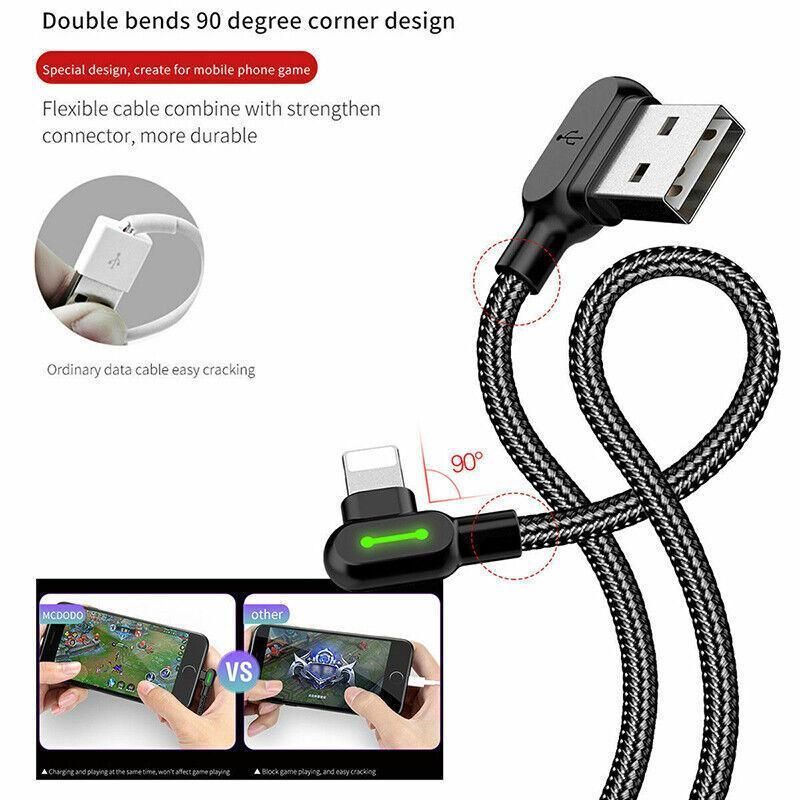 Mcdodo Fast Usb Cable Heavy Duty Charging Syn Charger Iphone 90 Degree Angle - 1.2m