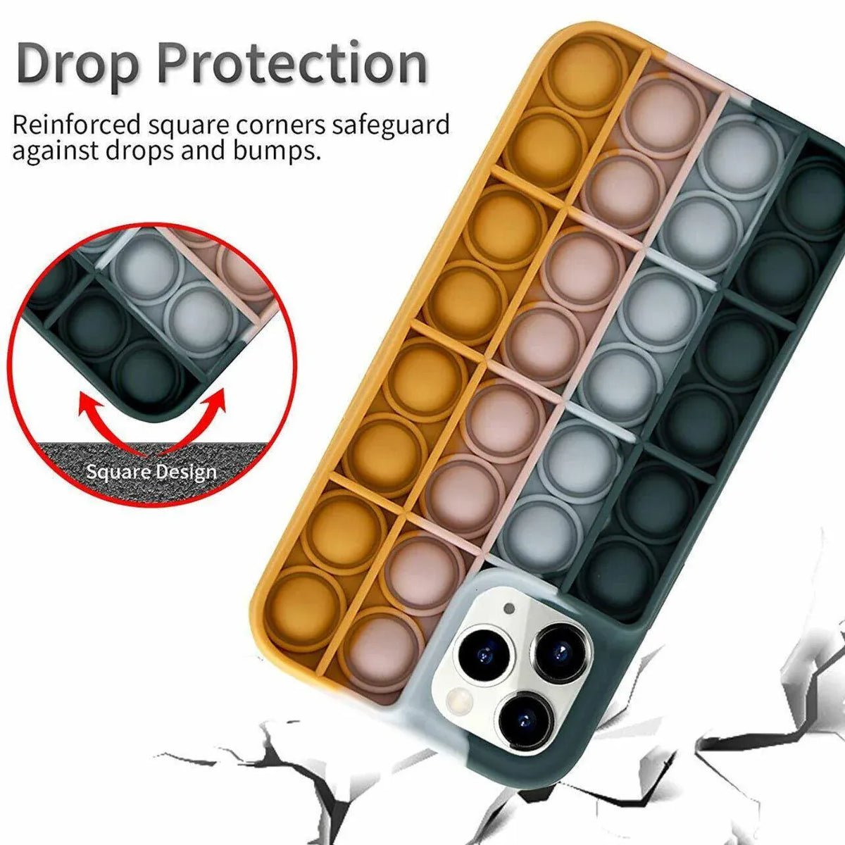 Rainbow Pop Fidget Toys Push It Bubble Phone Case For iPhone 7 8 Plus X XR 11 12 Pro Max - iPhone 7Plus/8Plus