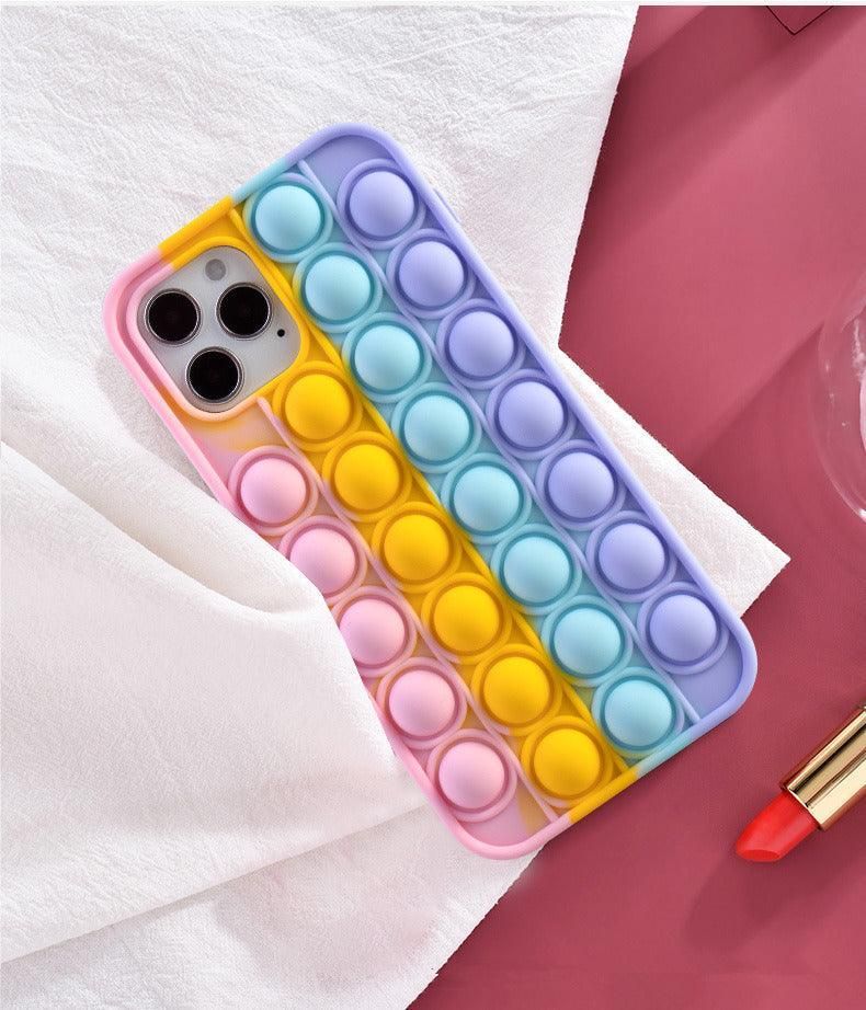 Rainbow Pop Fidget Toys Push It Bubble Phone Case For iPhone 7 8 Plus X XR 11 12 Pro Max - iPhone 11Pro