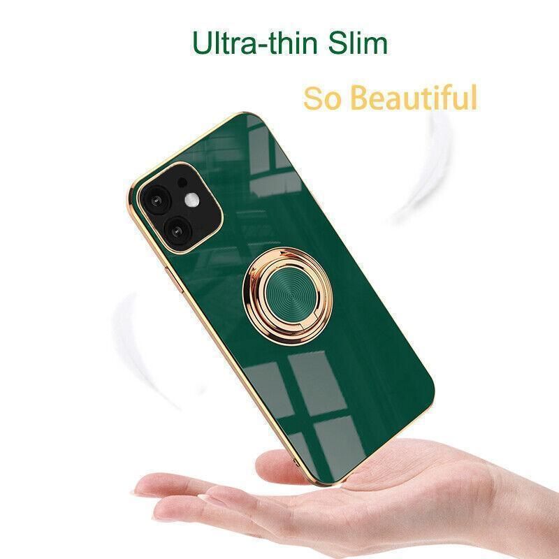 Light Cyan Luxury Shockproof Silicone Ring Case Stand Cover for iPhone 14 13 12 Pro Max - iPhone 14 Pro Max