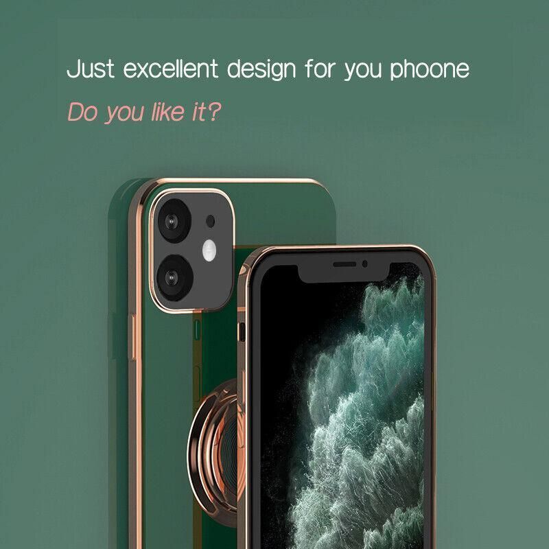 Light Cyan Luxury Shockproof Silicone Ring Case Stand Cover for iPhone 14 13 12 Pro Max - iPhone 14 Pro Max