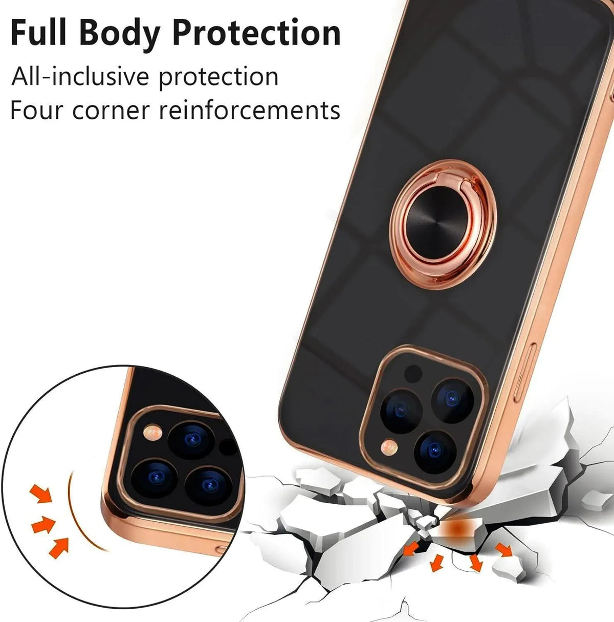 Light Cyan Luxury Shockproof Silicone Ring Case Stand Cover for iPhone 14 13 12 Pro Max - iPhone 14 Pro Max