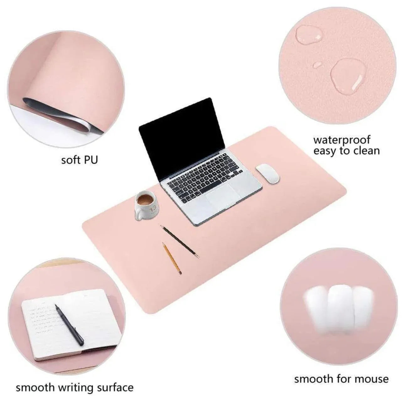 Large Leather Gaming Mouse Pad Waterproof Desk Keyboard Mat 120 x 60cm - Light Green