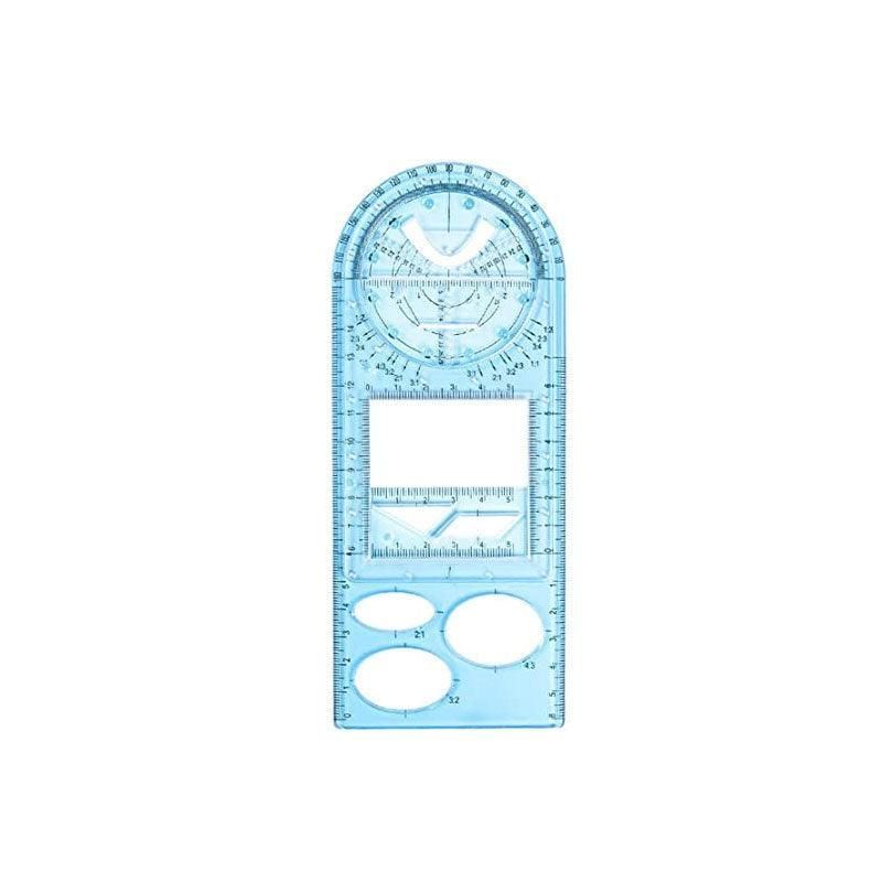 Multifunctional Geometric Ruler Student Mathematics Drawing Tools School Office - Blue-Senior High School