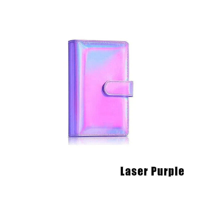 A6 Pu Leather Binder Pockets Cash Envelope Planner Notebooks - Laser Purple