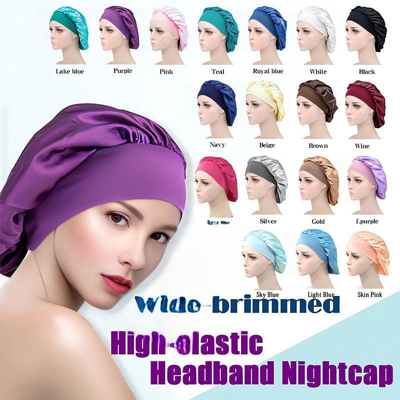 Sleeping Bonnet Hair Wrap Silk Satin Cap Women Elastic Night Soft Hat Headwear - Light green