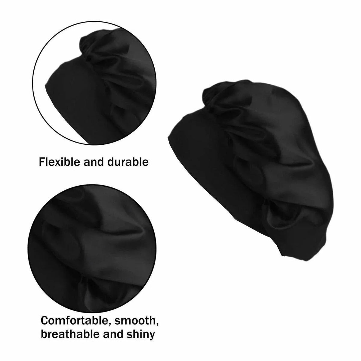 Sleeping Bonnet Hair Wrap Silk Satin Cap Women Elastic Night Soft Hat Headwear - Light green