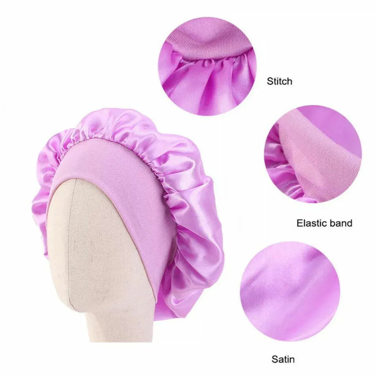 Sleeping Bonnet Hair Wrap Silk Satin Cap Women Elastic Night Soft Hat Headwear - Light green