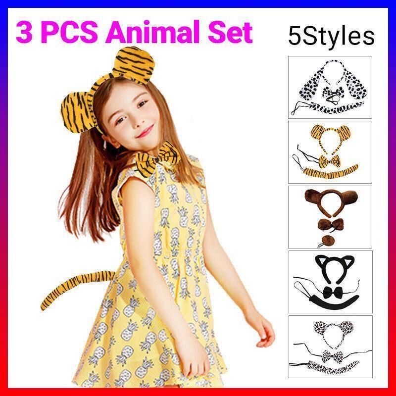 Animal Costume Dress Up Set 3 Piece Tail Bowtie Ears for Party Cosplay Outfit - Dog