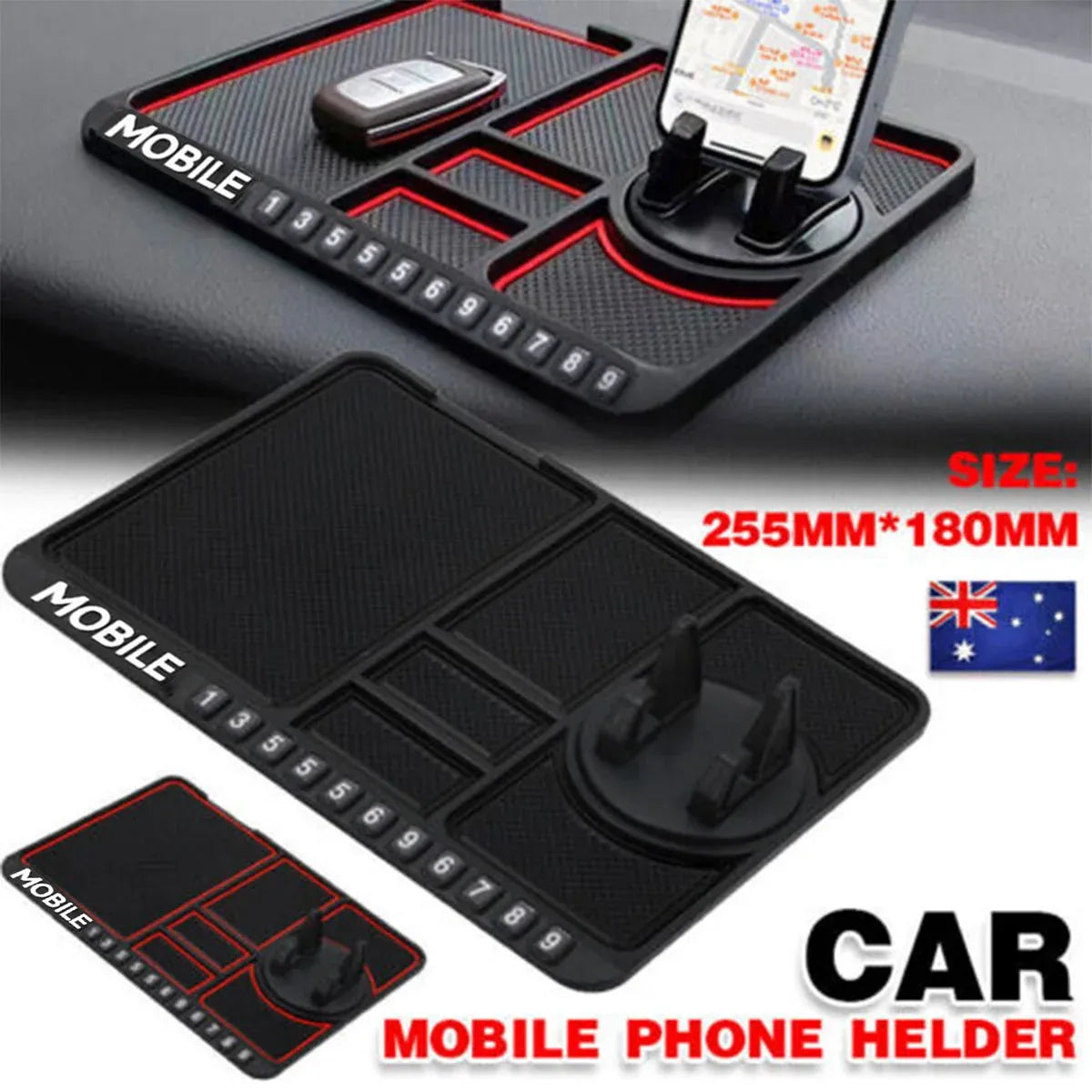 Car Mobile Phone Holder Dashboard Mount Mat Non Slip Grip Stand Anti-Slip Pad - Black