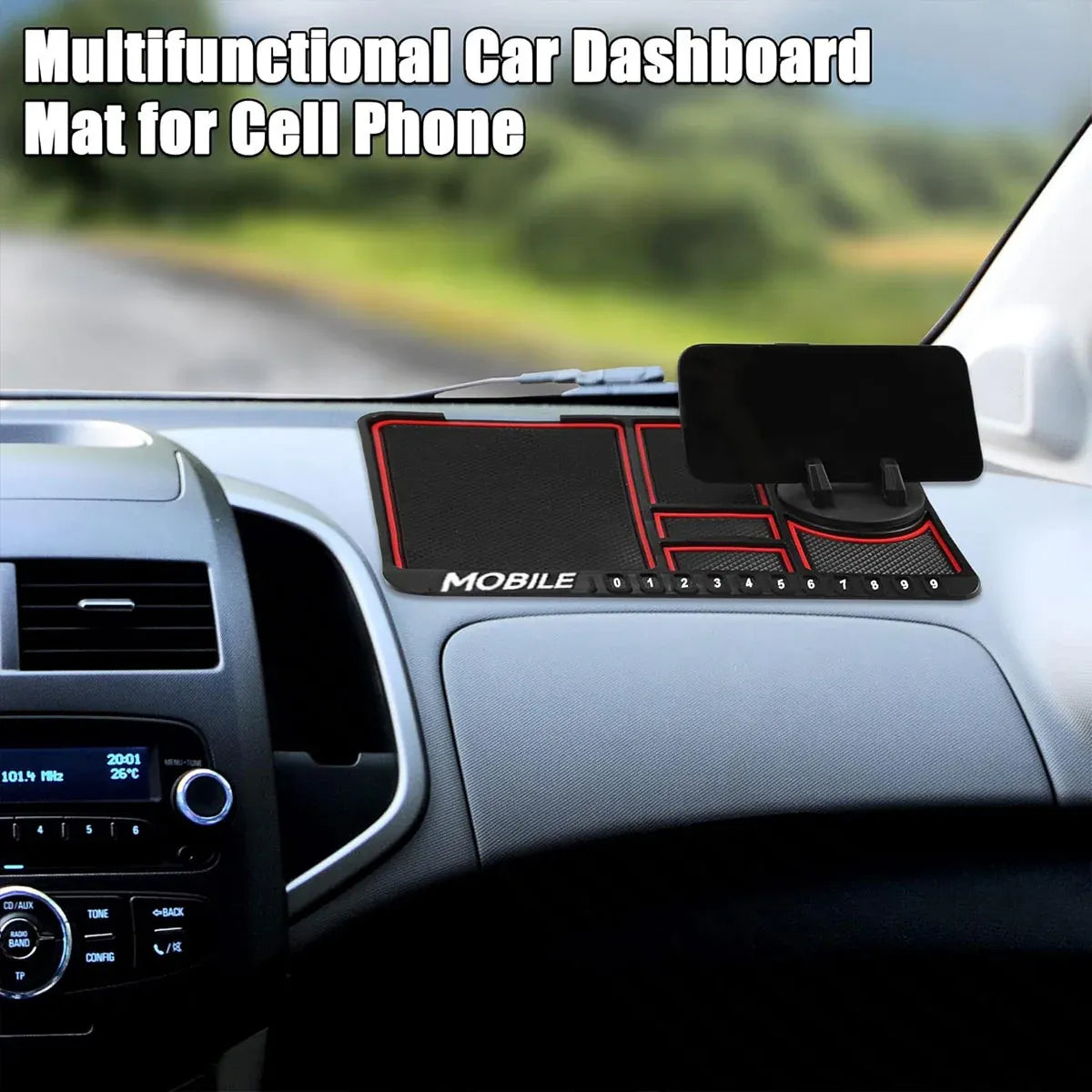 Car Mobile Phone Holder Dashboard Mount Mat Non Slip Grip Stand Anti-Slip Pad - Black