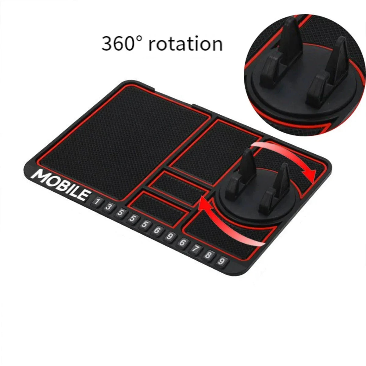 Car Mobile Phone Holder Dashboard Mount Mat Non Slip Grip Stand Anti-Slip Pad - Black