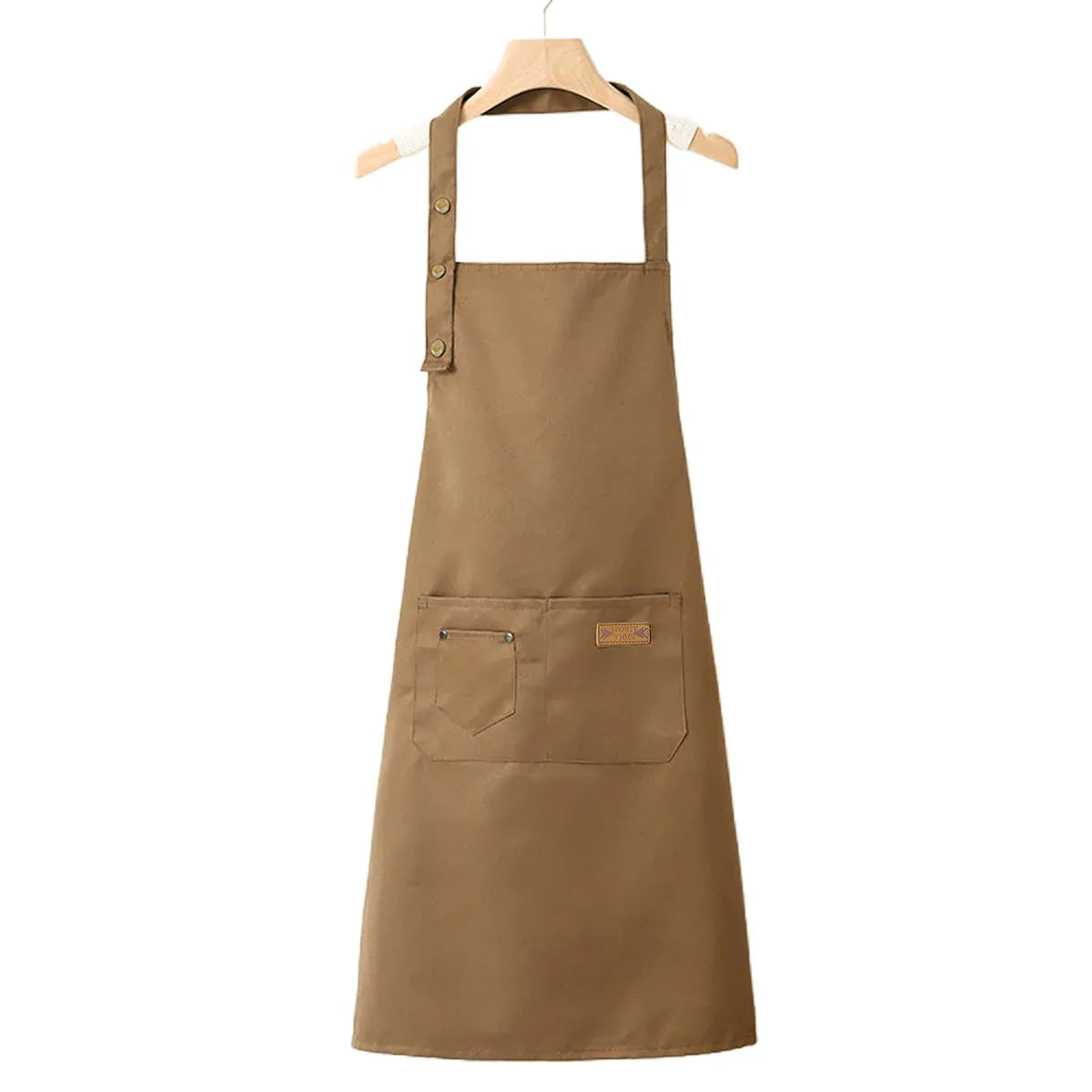 Adjustable Work Apron Neck Strap Waist Tie Kitchen Cooking Bib Apron Men Women - Brown