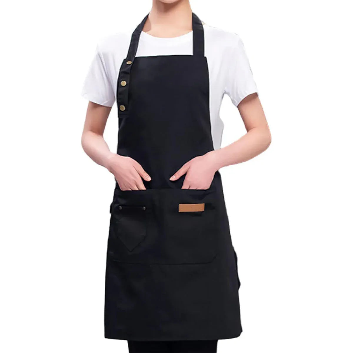 Adjustable Work Apron Neck Strap Waist Tie Kitchen Cooking Bib Apron Men Women - Brown