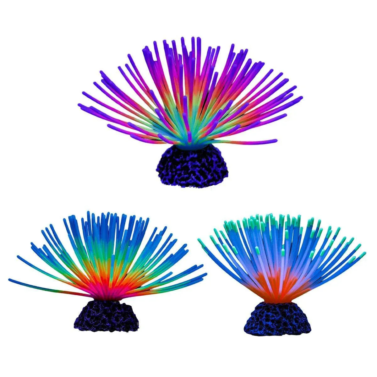 Aquarium Fish Tank Decor Simulation Coral Lotus Aquatic Plants Vibrant Ornament - Blue-S