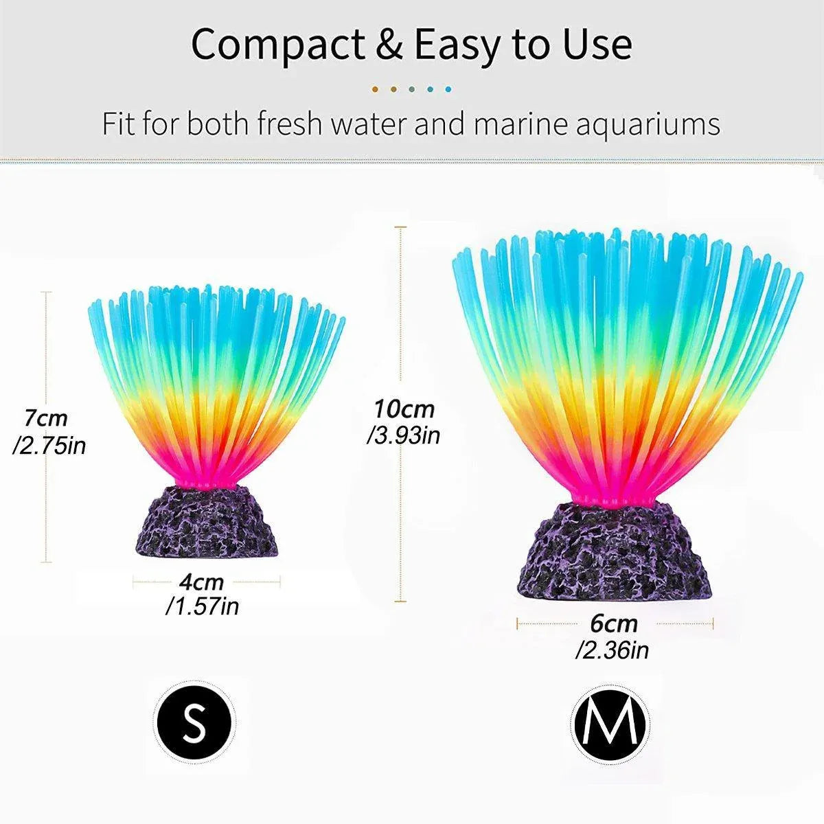 Aquarium Fish Tank Decor Simulation Coral Lotus Aquatic Plants Vibrant Ornament - Blue-S