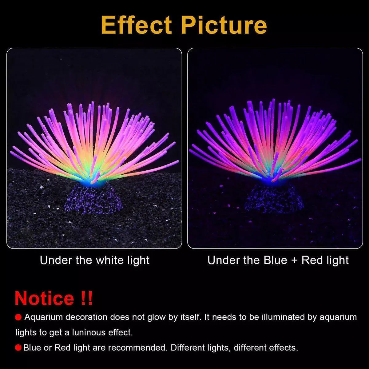 Aquarium Fish Tank Decor Simulation Coral Lotus Aquatic Plants Vibrant Ornament - Blue-S