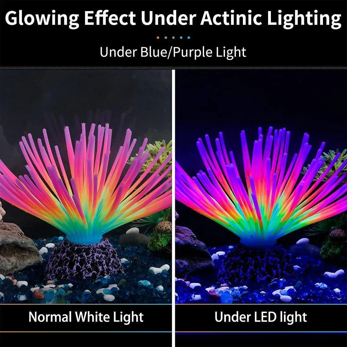 Aquarium Fish Tank Decor Simulation Coral Lotus Aquatic Plants Vibrant Ornament - Blue-S