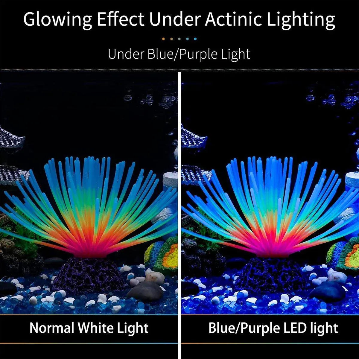 Aquarium Fish Tank Decor Simulation Coral Lotus Aquatic Plants Vibrant Ornament - Blue-S