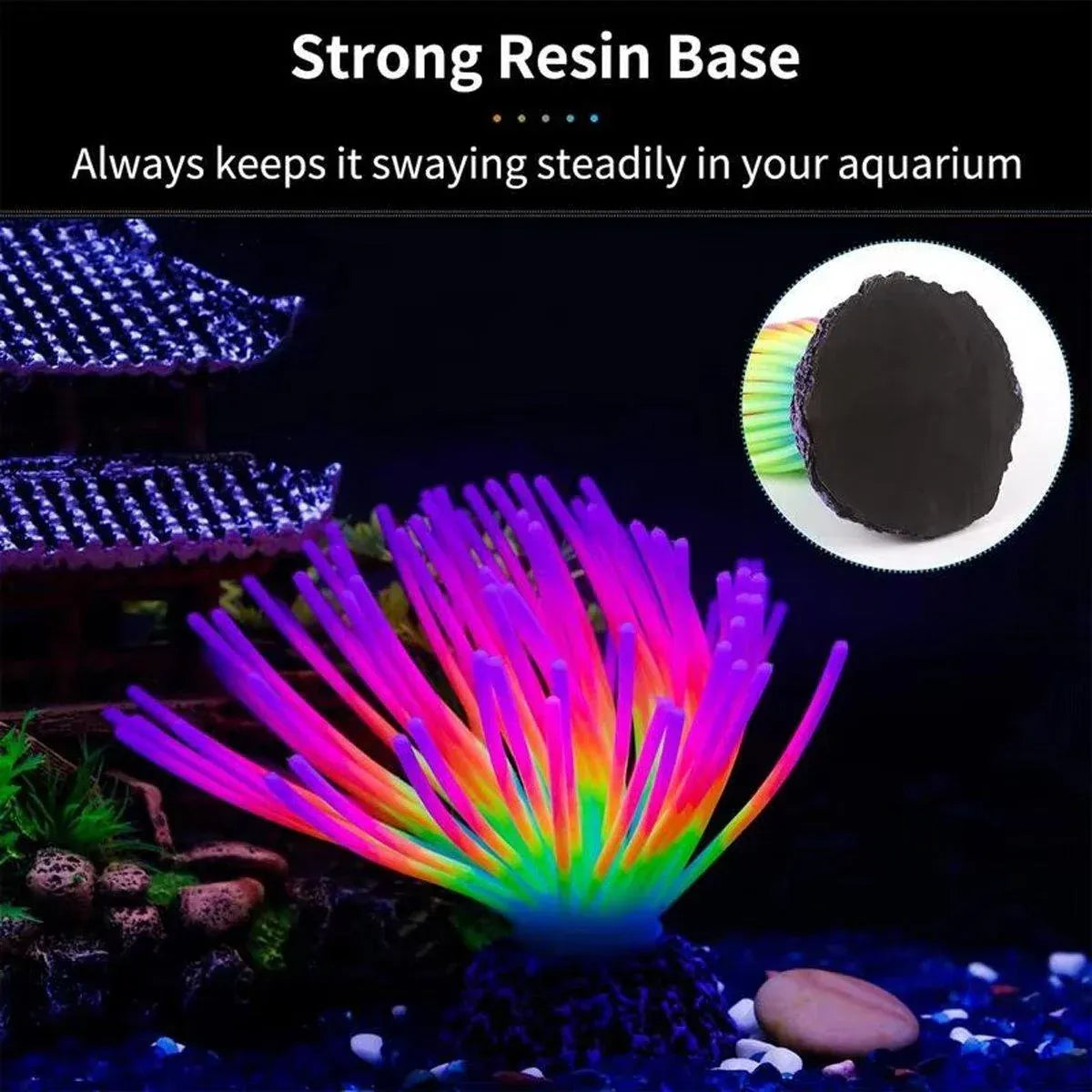 Aquarium Fish Tank Decor Simulation Coral Lotus Aquatic Plants Vibrant Ornament - Blue-S