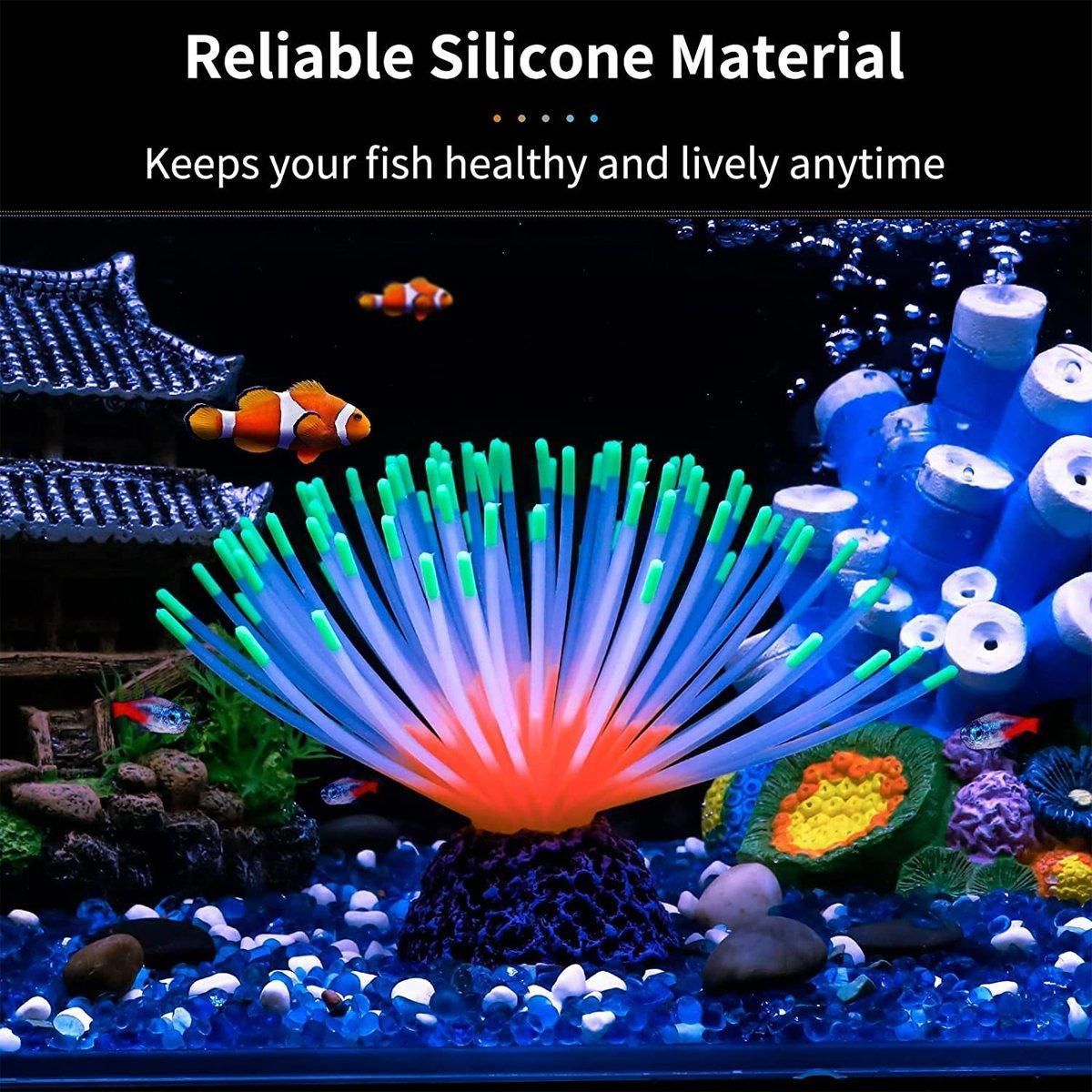 Aquarium Fish Tank Decor Simulation Coral Lotus Aquatic Plants Vibrant Ornament - Blue-S
