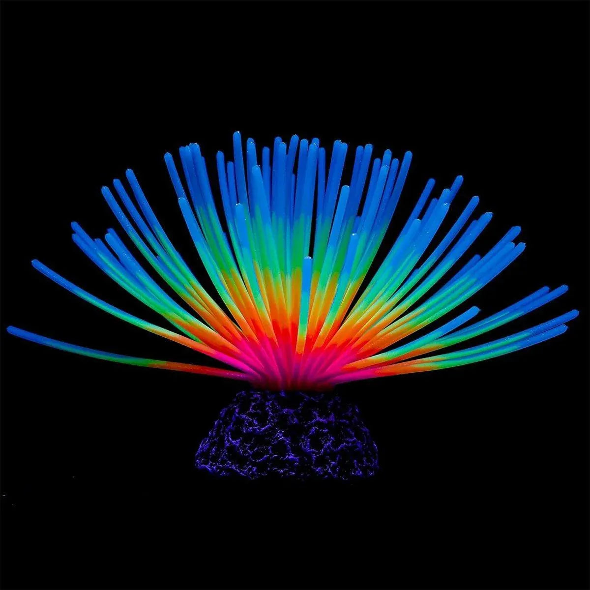 Aquarium Fish Tank Decor Simulation Coral Lotus Aquatic Plants Vibrant Ornament - Blue-S