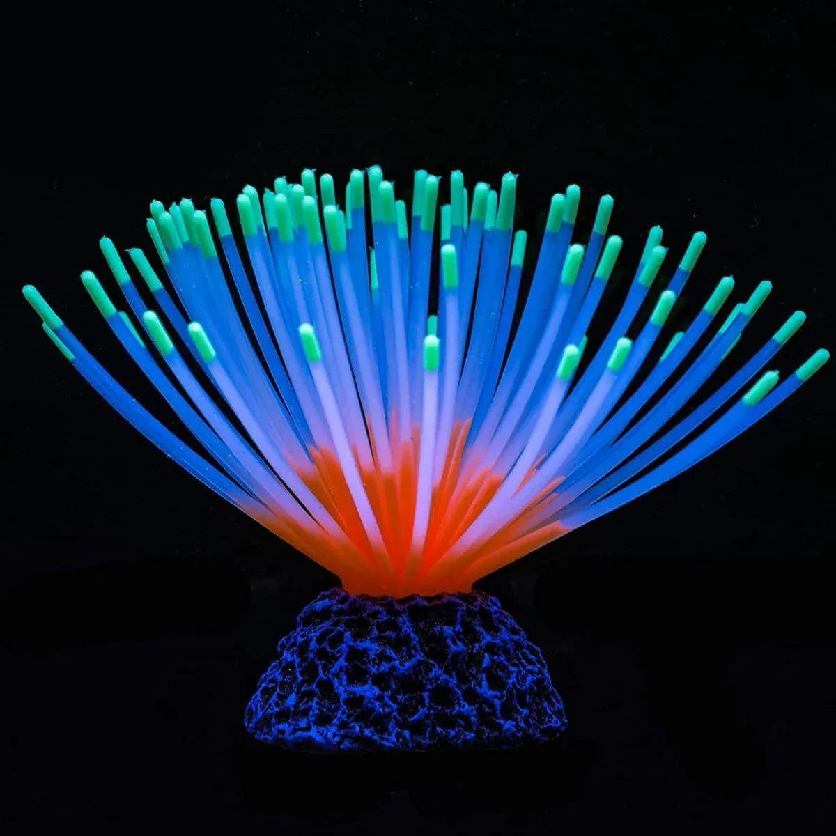 Aquarium Fish Tank Decor Simulation Coral Lotus Aquatic Plants Vibrant Ornament - Blue-S