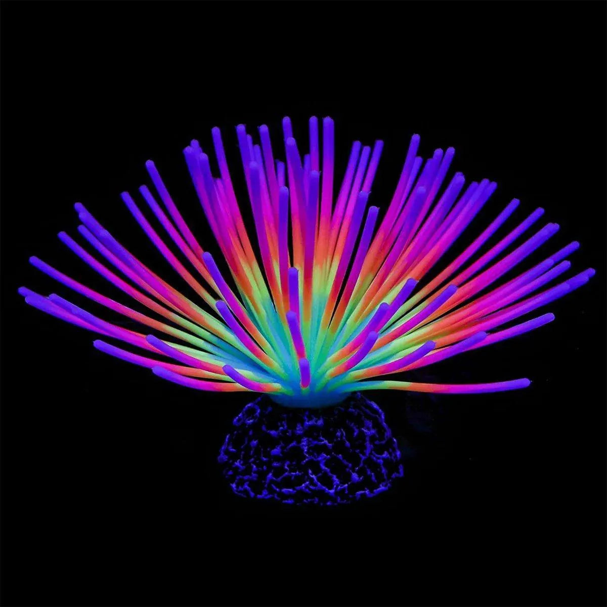Aquarium Fish Tank Decor Simulation Coral Lotus Aquatic Plants Vibrant Ornament - Blue-S