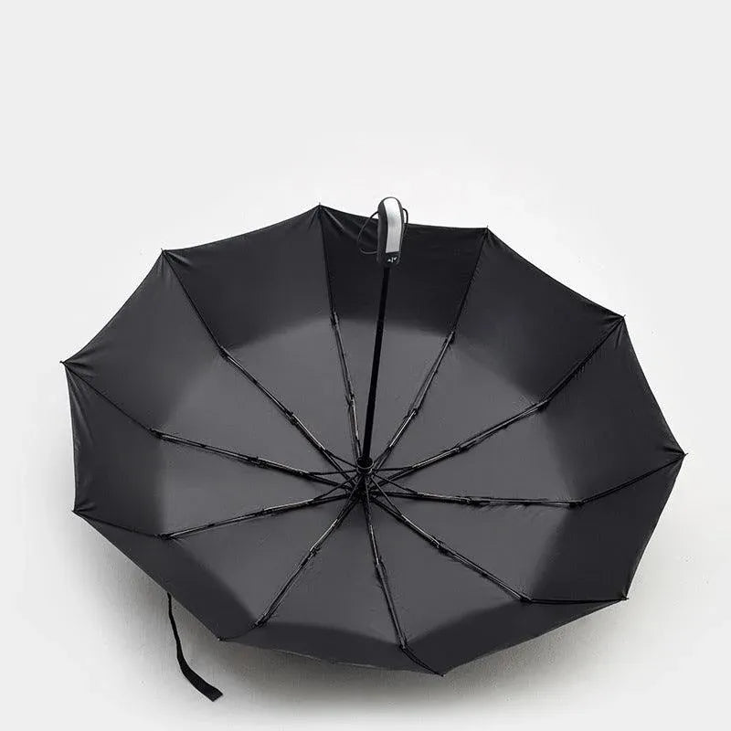 Automatic Umbrella Auto Open Close Compact Folding Anti Rain Windproof 10Ribs Au - Wine Red