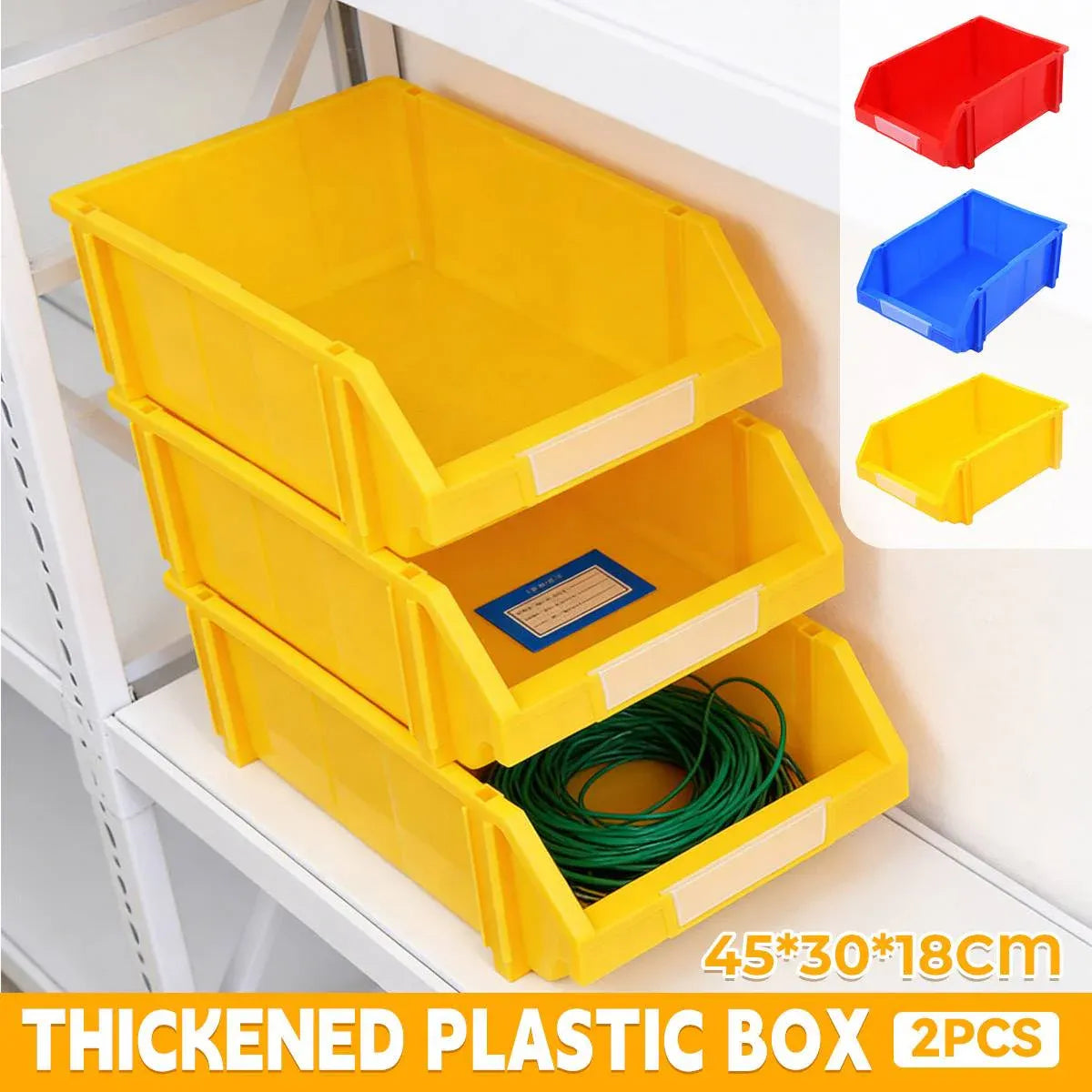2 Pcs Thickened Slanted Plastic Storage Box for Screws Nuts Crafts Storage Use - Blue