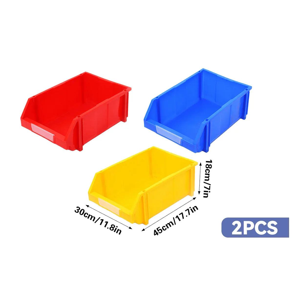 2 Pcs Thickened Slanted Plastic Storage Box for Screws Nuts Crafts Storage Use - Blue