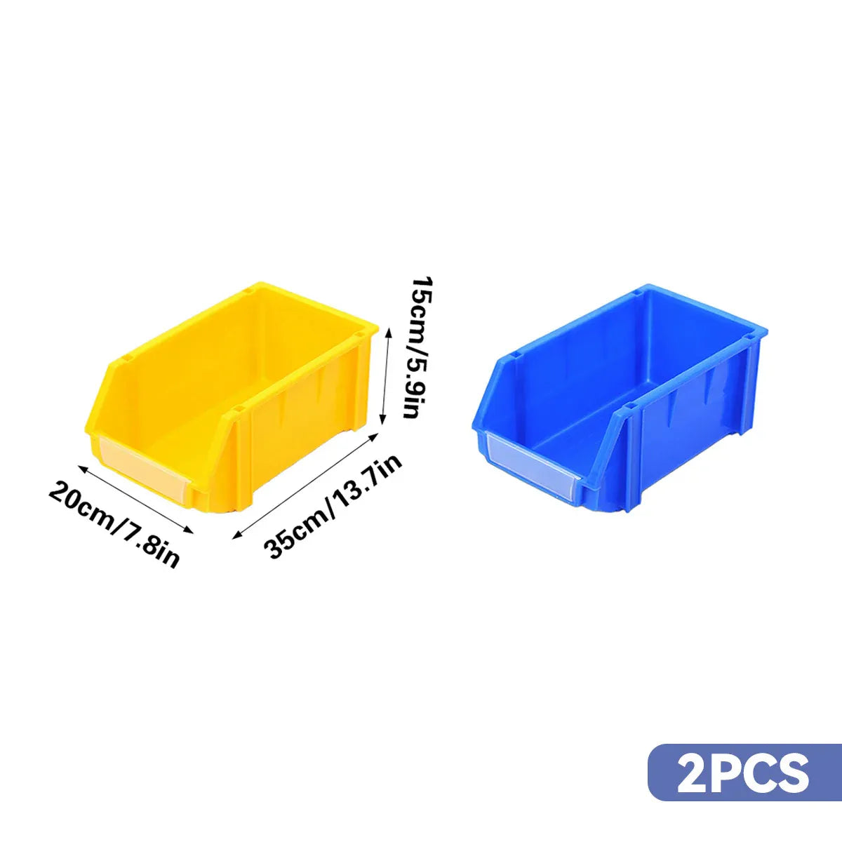 2PCS Thickened Slanted Plastic Storage Box for Screws Nuts Crafts Use - Blue