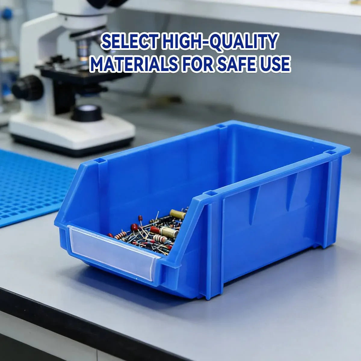 2PCS Thickened Slanted Plastic Storage Box for Screws Nuts Crafts Use - Blue