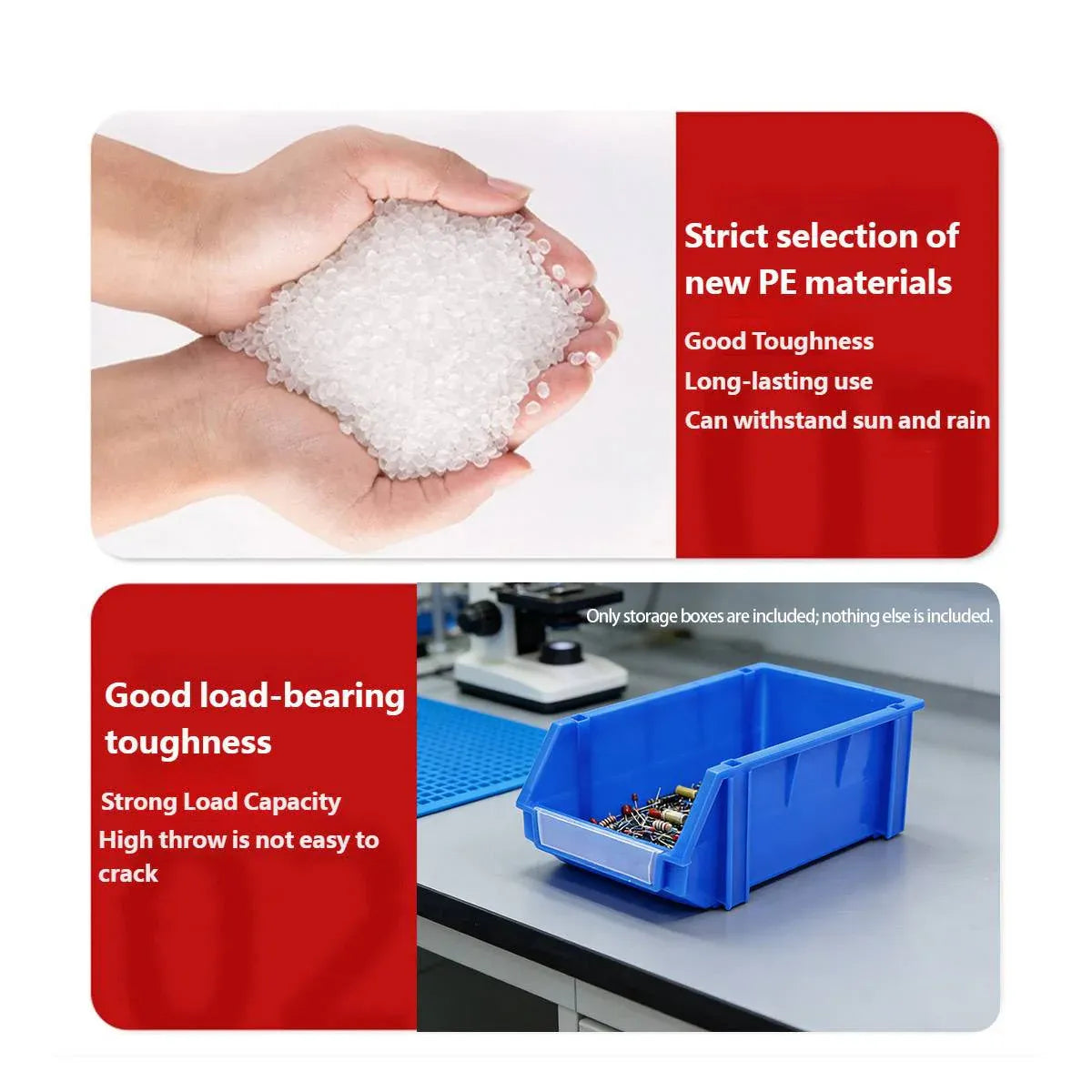 2PCS Thickened Slanted Plastic Storage Box for Screws Nuts Crafts Use - Blue