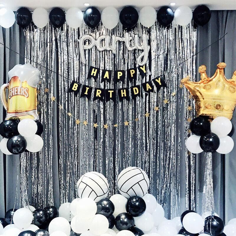 Metallic Tinsel Curtain Foil Backdrop Function Party Decoration Birthday Event - White