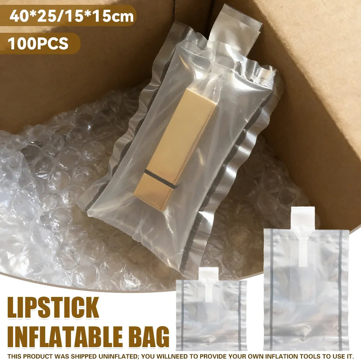 100PCS Lipstick Inflatable Bag Protective Packaging Clear Shockproof - 15x15cm