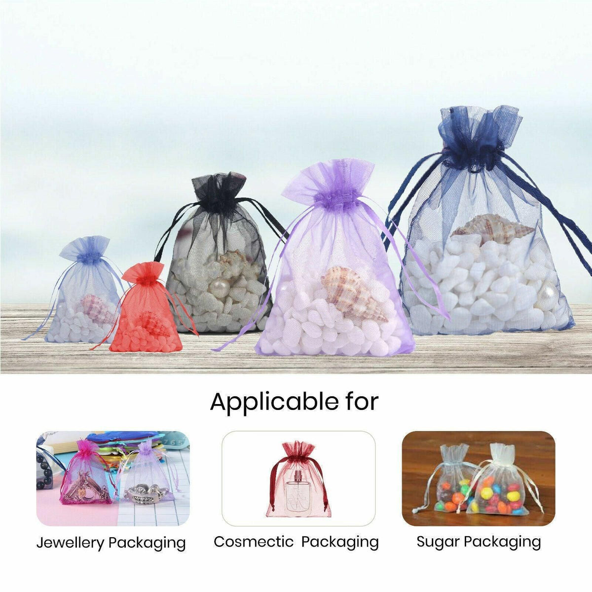 50PCS Organza Bag Sheer Bags Jewellery Wedding Candy Packaging Sheer Bags 13*18 cm - Rose Red/50PCS