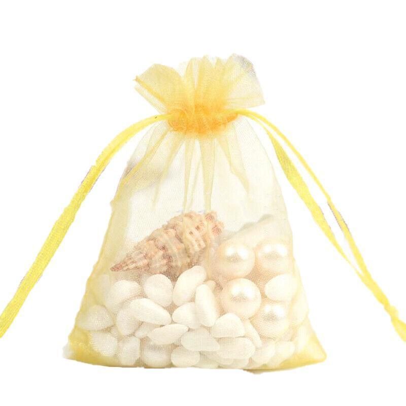 50PCS Organza Bag Sheer Bags Jewellery Wedding Candy Packaging Sheer Bags 9*12 cm - Yellow/50PCS