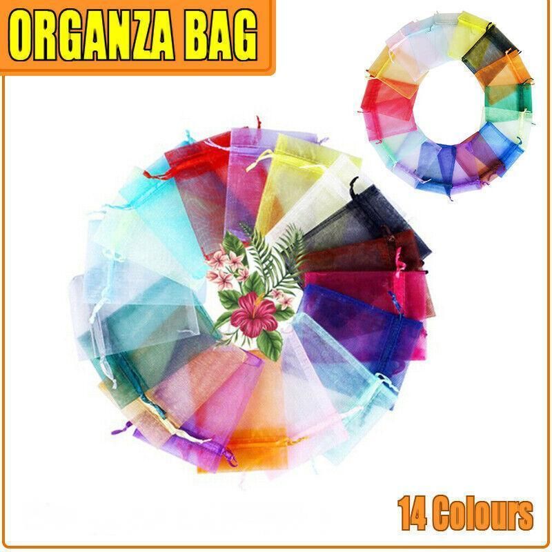 50PCS Organza Bag Sheer Bags Jewellery Wedding Candy Packaging Sheer Bags 9*12 cm - Yellow/50PCS