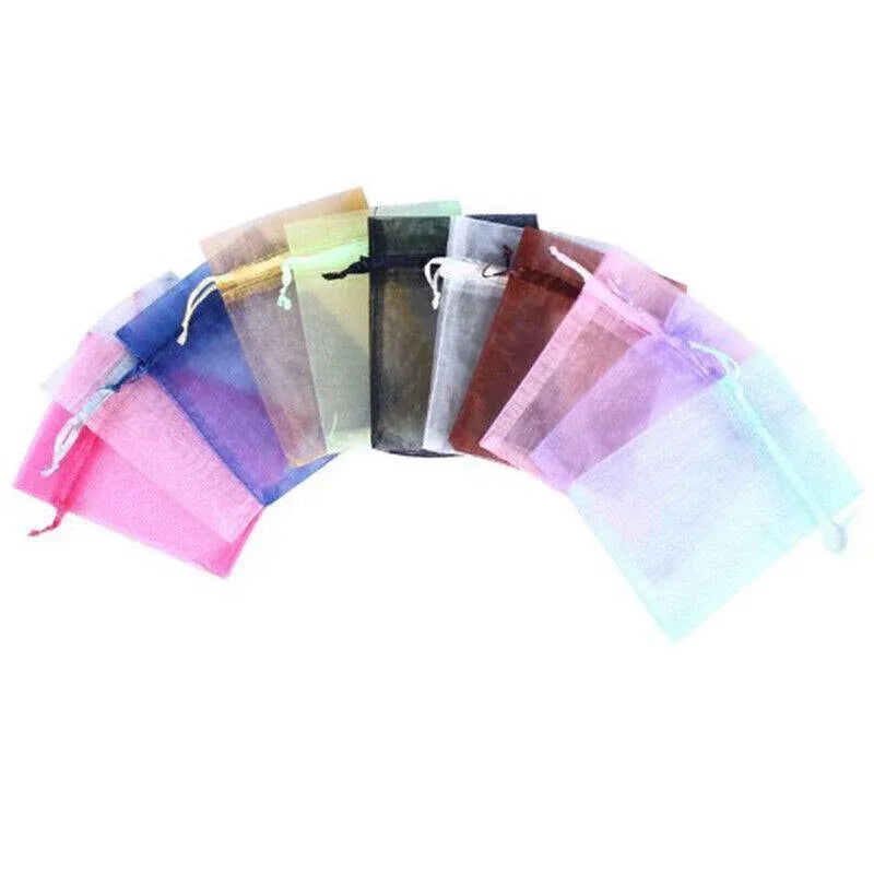 50PCS Organza Bag Sheer Bags Jewellery Wedding Candy Packaging Sheer Bags 9*12 cm - Yellow/50PCS