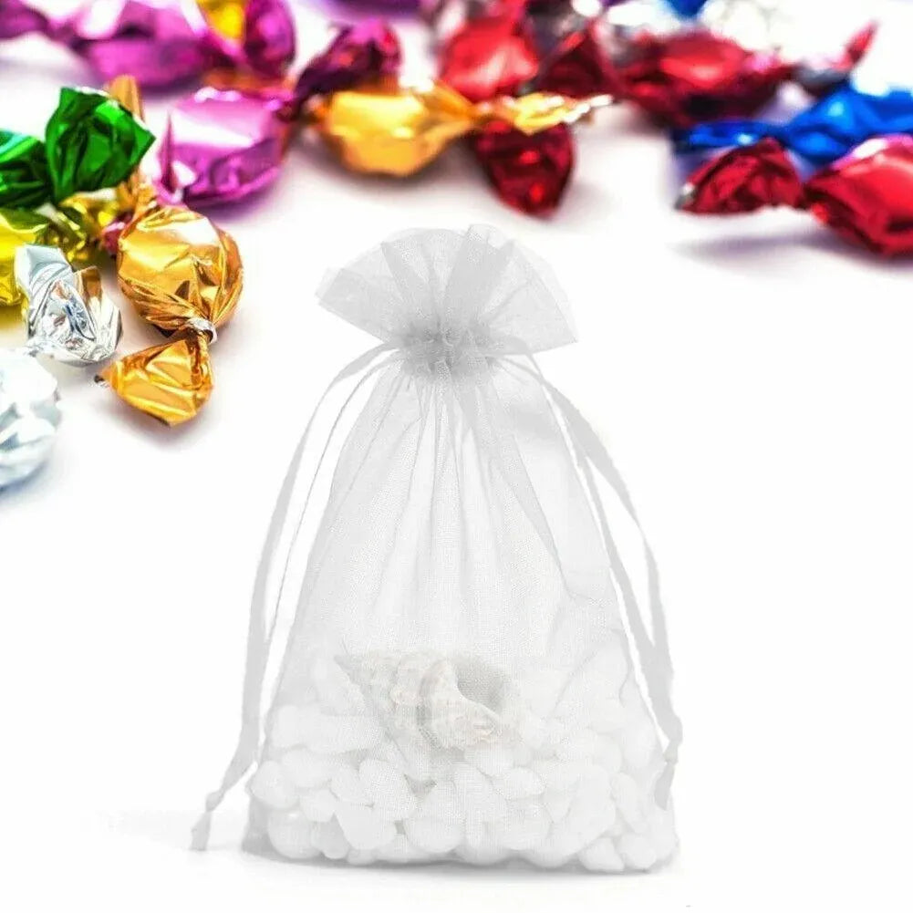 50PCS Organza Bag Sheer Bags Jewellery Wedding Candy Packaging Sheer Bags 9*12 cm - Yellow/50PCS