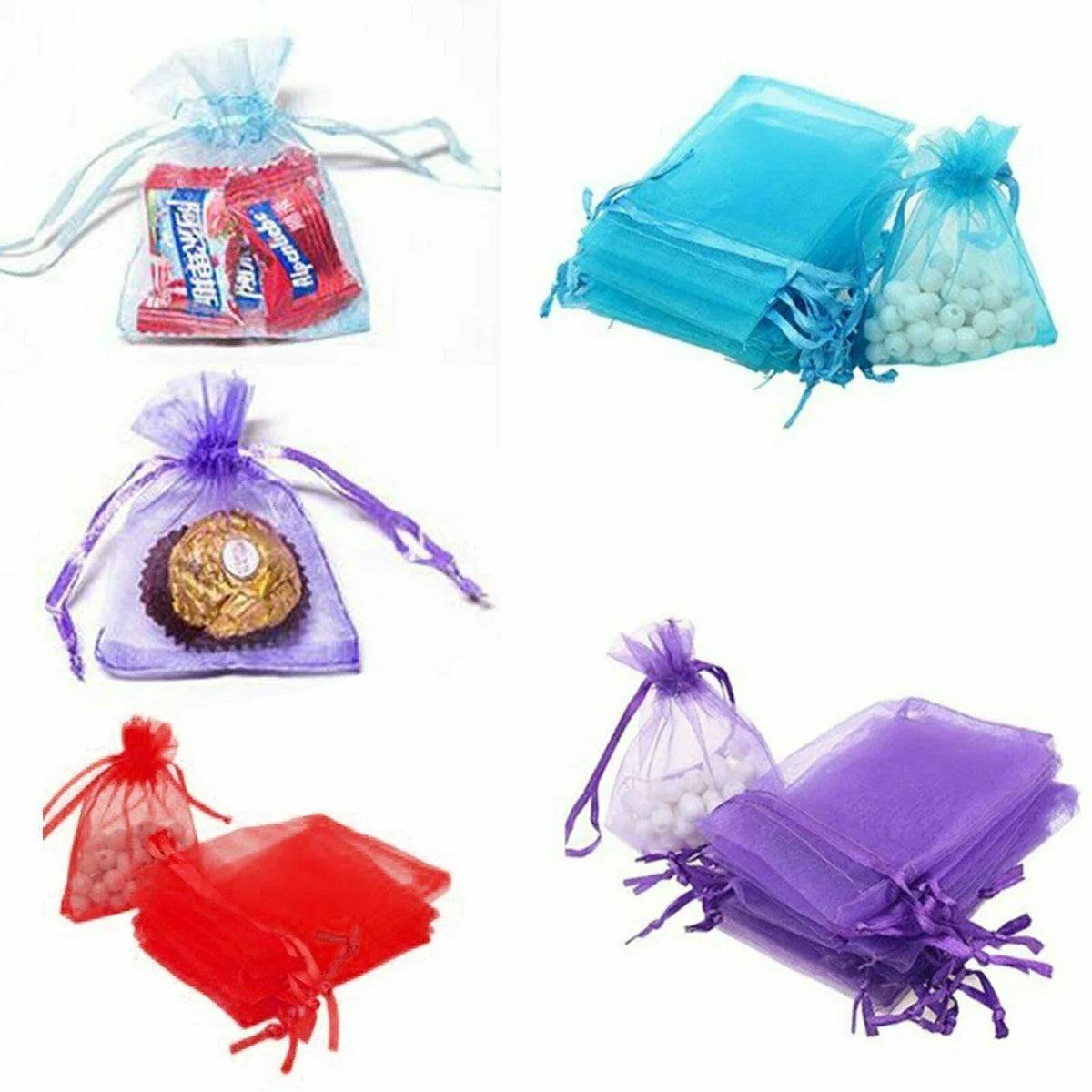 50PCS Organza Bag Sheer Bags Jewellery Wedding Candy Packaging Sheer Bags 9*12 cm - Yellow/50PCS