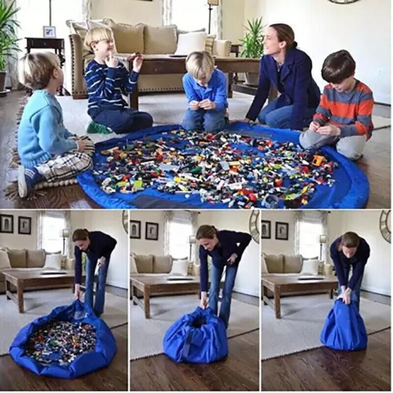 150cm Play Mat Bag Portable Toy Storage Organizer with Drawstring Closure - Purple