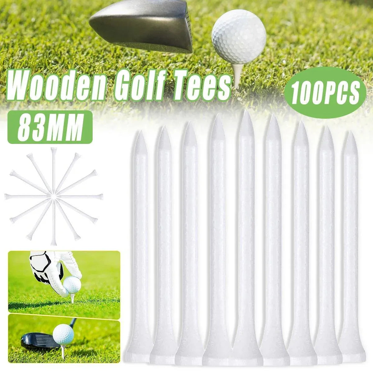 100pcs Wooden Golf Spikes Durable Wooden Tees Golf Accessories