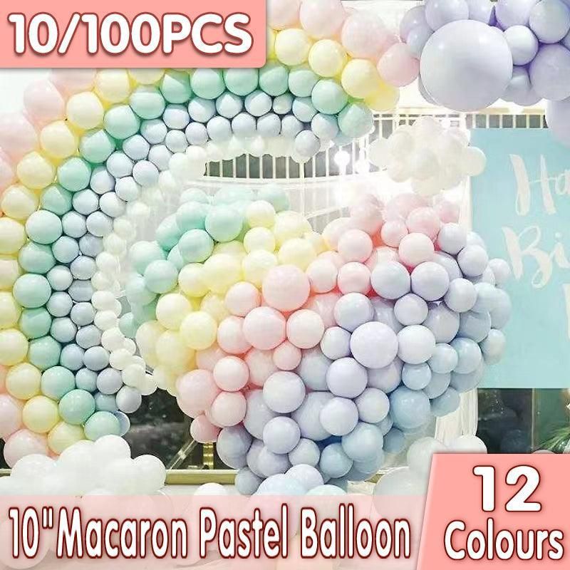 25cm Pastel Latex Balloons for Party Decoration Macaron Colour Helium Air Fill 10/100PCS - Orange 100PCS