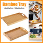 Rectangular Bamboo Tray Household Tea Serving Plate Kitchen Snack Dish Organizer - 38x26x3cm